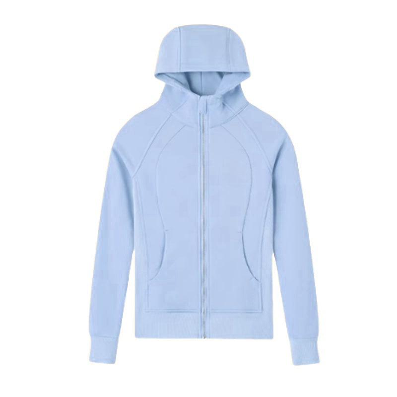 Street-Style Slim-Fit Blue Hoodie
