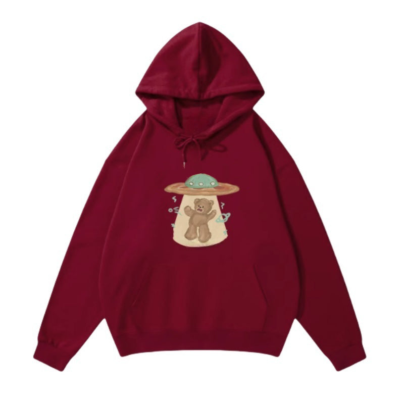 Cute and Cozy Burgundy Bear Hoodie