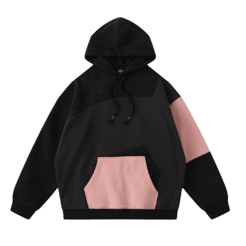 Oversized Color-Block Patchwork Hoodie