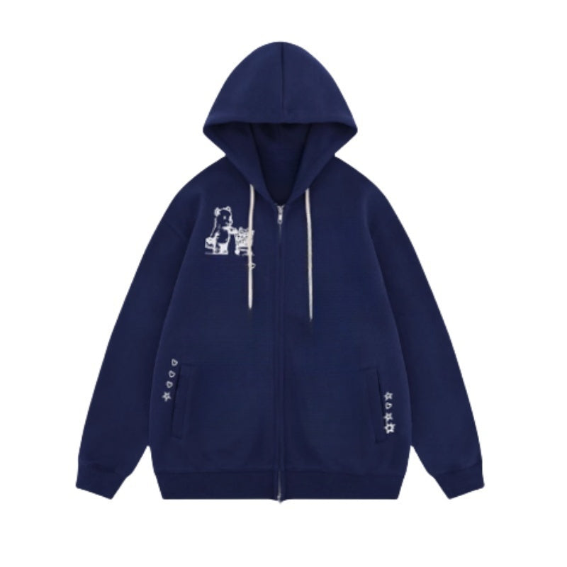 Casual Navy Blue Trendy Hoodie
