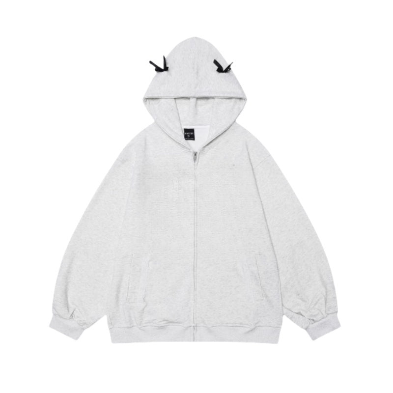 Chic Grey Hoodie with Bow Design